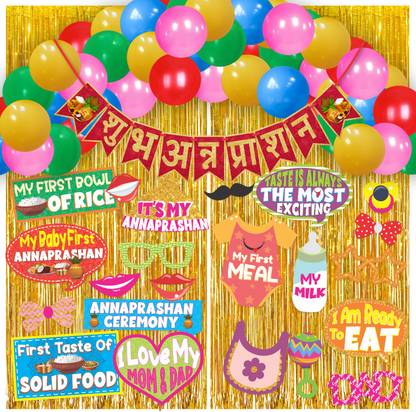 Wobbox Annaprashan Props, Subh Annaprashan Banner, Annaprashan Decoration Kit-22 Photo Booth Board