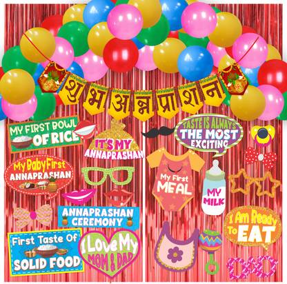 Wobbox Annaprashan Props, Subh Annaprashan Banner, Annaprashan Decoration Kit-21 Photo Booth Board