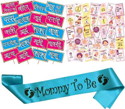 Wobbox Baby Shower Props, Baby Shower Sash, MilestoneCard, Baby Shower Decorations(26) Photo Booth Board