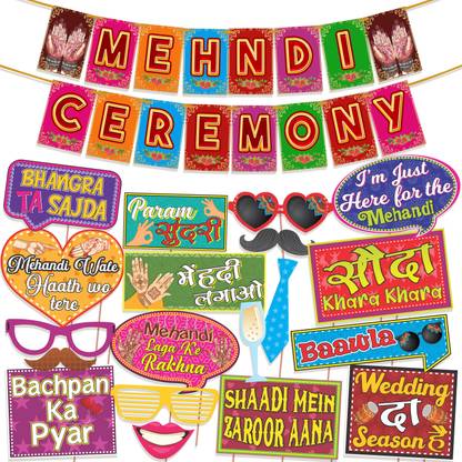 Wobbox High-Quality Mehandi Props &Banner: Perfect for and Mehendi Ceremonies (FP4646) Photo Booth Board