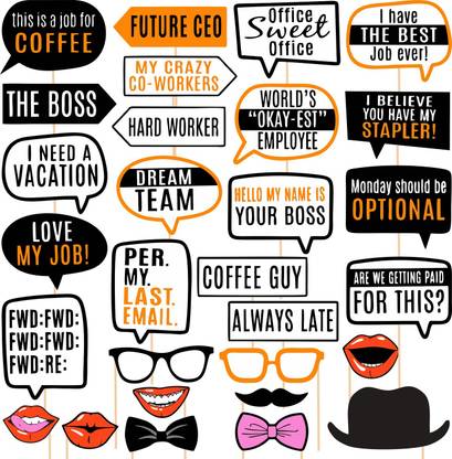 ZYOZI 29 pcs Office Party Photo Booth Props,Funny Adult Work Party for Office Birthday Photo Booth Board