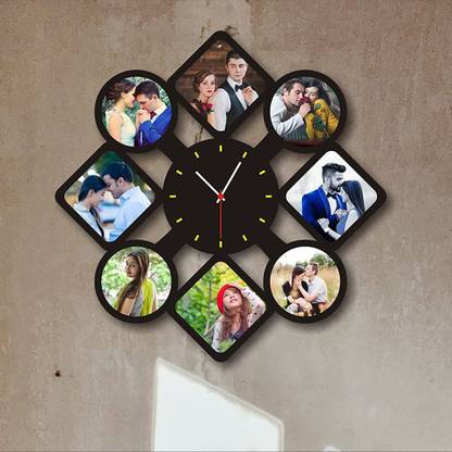 Wehatke Customized Unique Wood Wall Clock with Picture and Message 10 inch 3D Printed