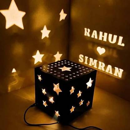 Wehatke Customized Wooden Square Shadow Box with Night Lamp 5 inch 3D