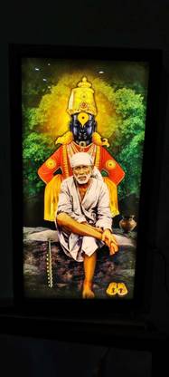 R D Online store Led Frame Decorative Load Sai Baba & Ganpati Ji 6 inch 3D