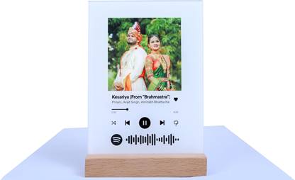 kraj Spotify Acrylic Table Frame with customised photo and song(5x7) 5 inch Acrylic frame with wooden stand