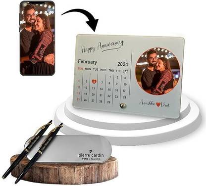 Savri Anniversary Combo- Real Magic Pen Set of 2, Custom Acrylic Frame 5.98 inch Acrylic Photo Frame