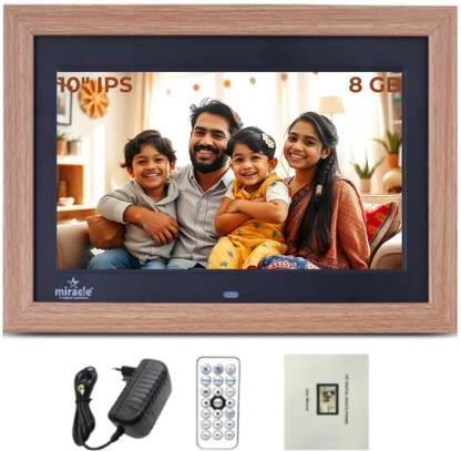 Miracle Digital 10'' Digital Photo Frame with Slideshow, Video & Audio Support - Wooden Lite 10 inch Digital Picture Frame, USB/SD Card 32 GB, 2 GB RAM