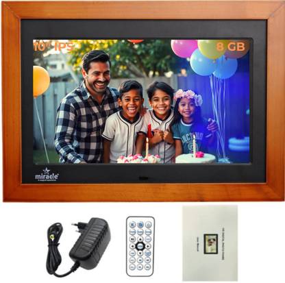 Miracle Digital 10'' Wooden Dark IPS Digital Photo Frame with Slideshow, Video & Audio Support 10 inch Digital Picture Frame, 32 GB USB/SD Card Support