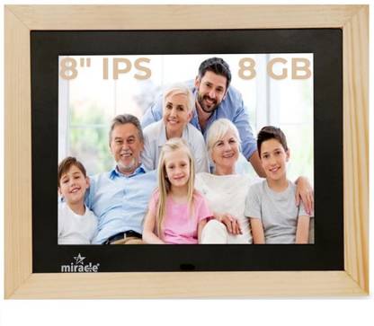 Miracle Digital 8" IPS Wooden Light Digital Photo Frame with Photos Slideshow, Video & Audio 8 inch Digital Picture Frame