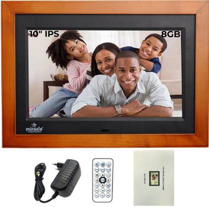 Miracle Digital 10'' IPS Wooden Dark Digital Photo Frame with Photos Slideshow, Video & Audio 10 inch Digital Picture Frame