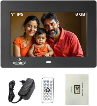 Miracle Digital 7" IPS Digital Photo Frame with Photos Slideshow, Video & Audio Support 7 inch Digital Picture Frame, High-Def.Screen, 2GB RAM 180°Wide Angle Viewing