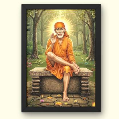 PIXELPLUS Sai baba wodden photo frame 12 inch Frame