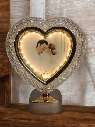 GiftChowk Heart Shape Photo Frame With Touch Led Light 7 inch Led Light