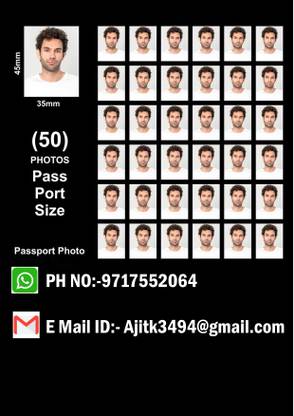 abviral Passport Size 50 Photos 1.3 inch Passport Size 50