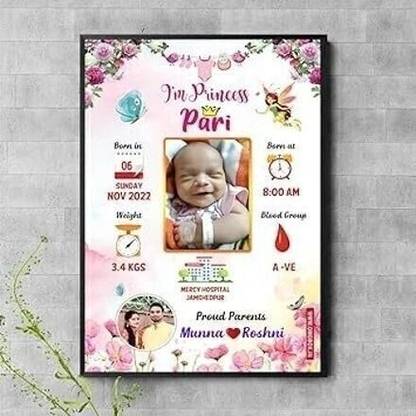 inventoo Personalised Baby Birth Frame-New Born Baby Gifts - Recollecting Birth Memories 8 inch Personalised Baby Birth Frame-New Born Baby Gifts - Recollecting Birth Memories