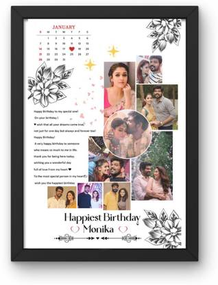 PARTIKSHARESINARTS Customized Personalized Happy Birthday Collage Photo Frame 12 inch Personalized Photo Frame