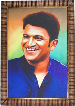 BArtStudio Puneeth Rajkumar Appu Sir Film Actor Photo Frame size 12 * 8 Inch 12 inch Premium Glitter Sparkle Finish Photo Frame By Bangalore Frames