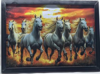 Craft Echoes 7 Horses Vaastu photo Frame 13*10 inch 13 inch PVC