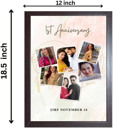 VASHUPRINTS Customize Wood fram Wall anniversary Photo Frame 18.5 inch Rectangle shape