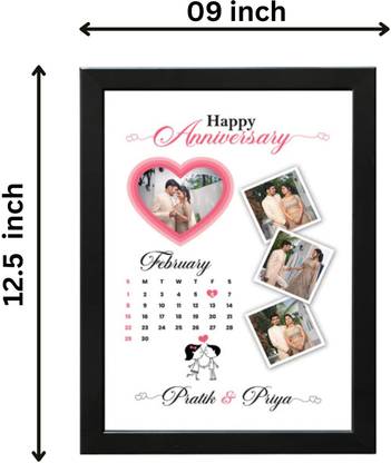 VASHUPRINTS Customize Wood Wall anniversary Photo Frame 12.5 inch Rectangle