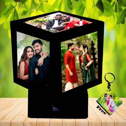 Picture Affairs Production Personalise Rotating Led Light Lamp Photo Frame 5x5 Inch 5 inch Table Top Rotating Lamp Photo Frame