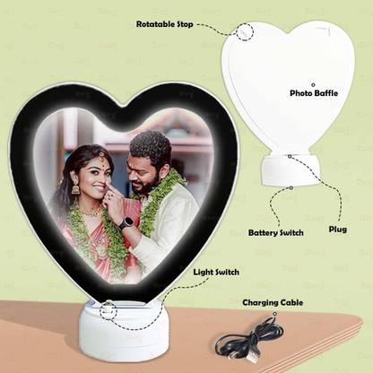 Genosub customized Glass Heart shape Table Photo Frame 20 inch table