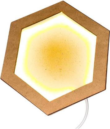 Snoogg 6 inch Lighted Hexagon Frame to Elevate your creativity ands collection 12 inch Tabletop, Wall Mount