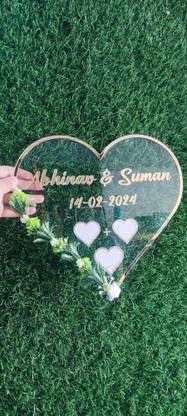 inventoo Heart Shape,Couple Finger Print Gift| Personalized Text Golden Metal Design 8 inch Wedding Thumb Print, Send Photo on 8989650192 and call for any details)