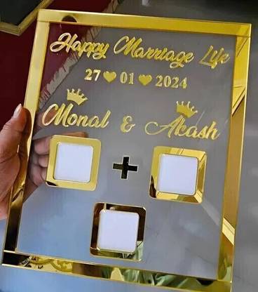inventoo Rectangle Shape,Couple Finger Print Gift| Personalized Text Golden Metal Design 8 inch Wedding Thumb Print, Send Photo on 8989650192 and call for any details)