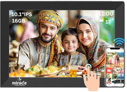 Miracle Digital 10.1" WiFi Digital Photo Frame IPS Touch Screen USB/SD Share via Frameo App 10.1 inch Wi-Fi Cloud Digital Picture Frame, 2 GB RAM