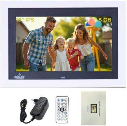 Miracle Digital 10" Digital Photo Frame Wooden - IPS HD , Slideshow, Video & Audio Support 10 inch Wooden Digital Picture Frame, HD Screen