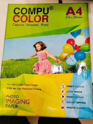 COMPU COLOR Resin Coated Glossy 265GSM (4x6 inch, 100 Sheets, Pack of 1) Unruled A4 265 gsm Photo Paper