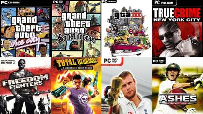 Vice City, SanAndreas, Gta 3, True Crime, Freedom, Tod, Cricket 07, Ashes Cricket 09 Total 8 Game Combo (Offline Only) (Regular)