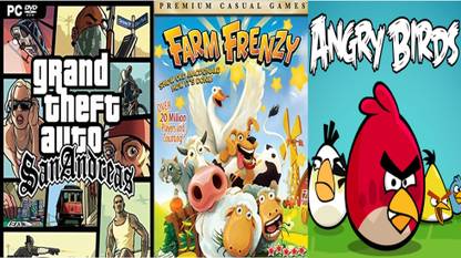SanAndreas, Farm Frenzy Total 6 Game Collection, Angry Birds Total 7 Game Collection (Offline Only) (Regular)