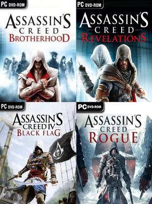 Assassin's Creed Brotherhood, Revelations, Black Flag, Rogue Top Class Four Game Combo (OS : 64 Bit Only) (Offline Only) (Regular)