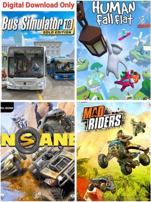 2Cap Human Fall Flat, Mad Riders, Insane 2 & BS 16 Pc Game Link Combo (Offline only) (No CD/DVD/Code) (Complete Games)