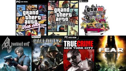 Vice City, SanAndreas, Gta 3, Resident Evil 4, Call of Duty 2, True Crime, Fear Total 7 Game Combo (Offline Only) (Regular)