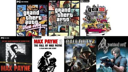 Vice City, SanAndreas, Gta 3, Max Payne 1, Max Payne 2, Call of Duty 2, Resident Evil 4 Total 7 Game Combo (Offline Only) (Regular)
