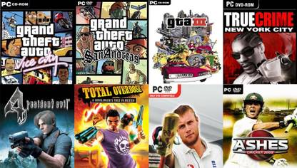 Vice City, SanAndreas, Gta 3, True Crime, Resident 4, Tod, Cricket 07, Ashes Cricket 09 Total 8 Game Combo (Offline Only) (Regular)