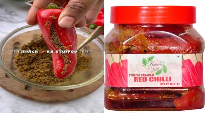 Natural Diet Stuffed Red Chilli Pickle Banarasi Lal Mirch Ka Achar Homemade Handmade Fresh Red Chilli Pickle