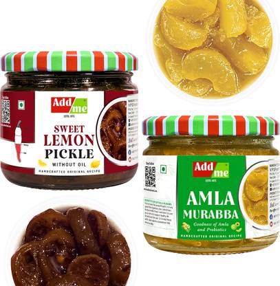 Add me Seedless Dry Amla Murabba & Lemon Pickle Nimbu Ka Achar 200gm Amla, Lemon Pickle