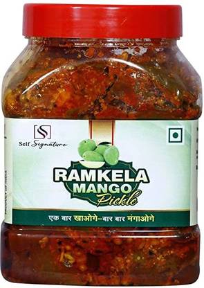 self signature Homemade Organic Ramkela Mango Pickle Aam ka Achar (1 Kg) Mango Pickle