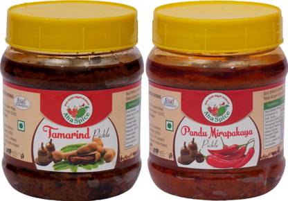 AHA TAMARIND pickle 250Gram and RED CHILLI pickle 250Gram Tasty Andhra Style Tamarind, Red Chilli Pickle