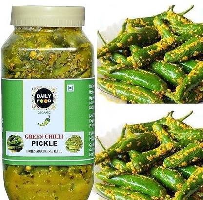 Daily Food Spice organic natural rai green chili pickle hari mirch ka achar (400 grams) Green Chilli Pickle