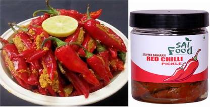 SAI Food Red Chilli Pickle Stuffed Banarasi Lal Mirch Ka Achar Natural Fresh Homemade Red Chilli Pickle