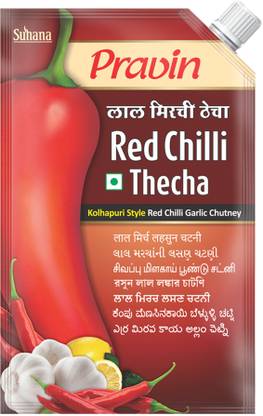 pravin Pickles Red Chilli Thecha 100g Pouch - Pack of 4 Red Chilli Pickle