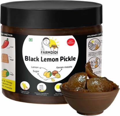 FarmDidi Kale Nimbu Ka Achar Black Lemon | Preservative Free | Home Made Tangy Lemon Lemon Pickle