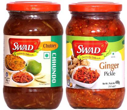 SWAD Combo Pack of Chhundo Pickle (500g) and Ginger Pickle (400g) Ginger Pickle