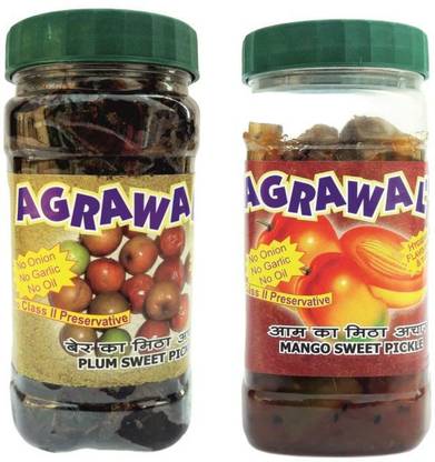 AGRAWAL'S Plum Sweet Pickle 400 Gms & Mango Sweet Pickle 450 Gms combo Plum, Mango Pickle