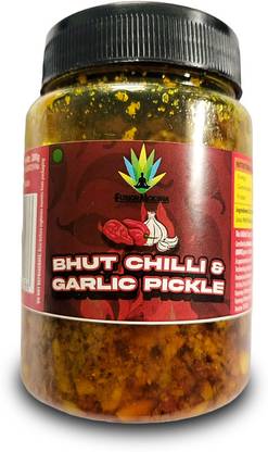 fusion moksha Bhut Chilli & Garlic Pickle | 200 Grams | Assamese Pickle | Preservative Free Garlic, Red Chilli Pickle